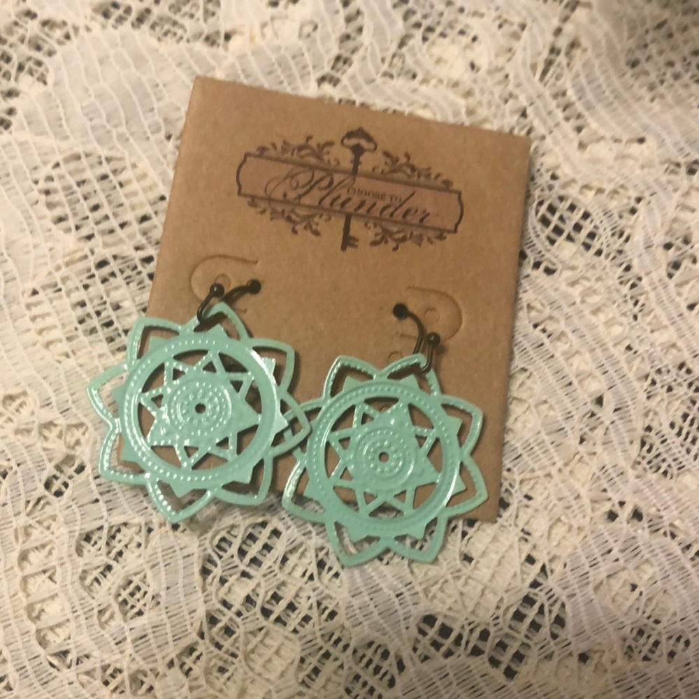 Plunder Design Mint Filigree Medallion earrings